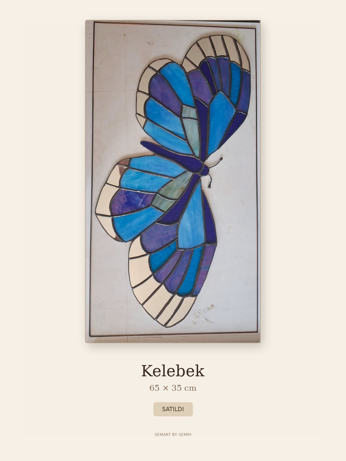 Kelebek, 65 × 35 cm, satılmış vitray eser