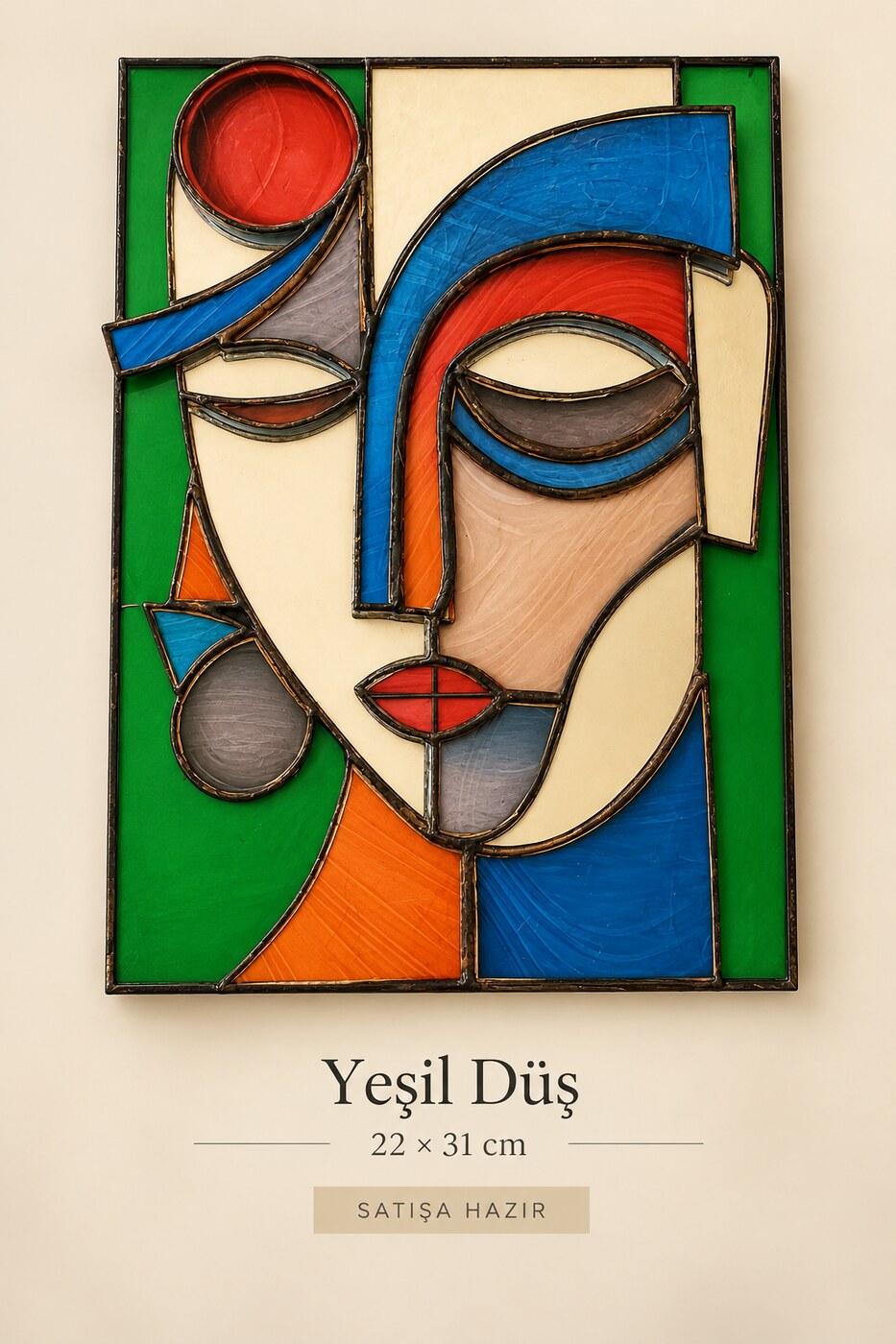 Yeşil Düş, 22 × 31 cm, satışa hazır vitray eser